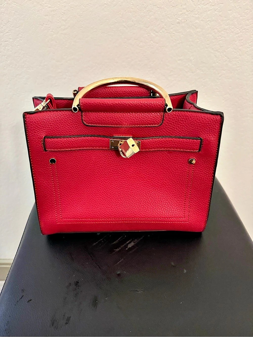 Structured Satchel in Red & Black Like New